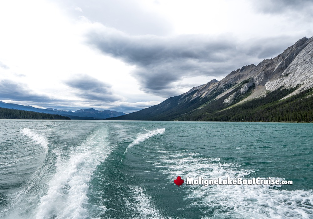 Boat Wake Along Maligne Lake